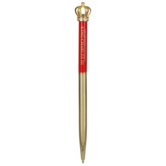 King Charles III Coronation Crown Topped Red Pen