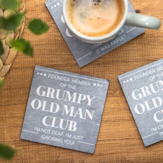 Assorted ‘Grumpy Old Man Club’ Grey Slate Coaster