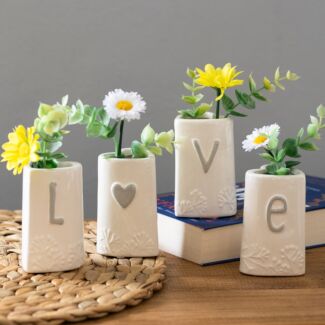 ‘Love’ Set of 4 Ceramic Heart Vases