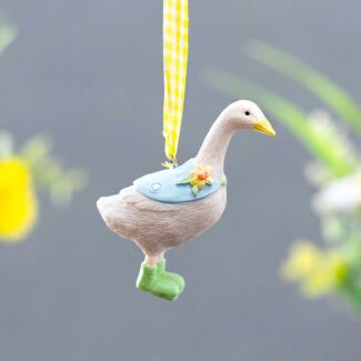 Resin Goose with Flowers Hanging Easter Decoration