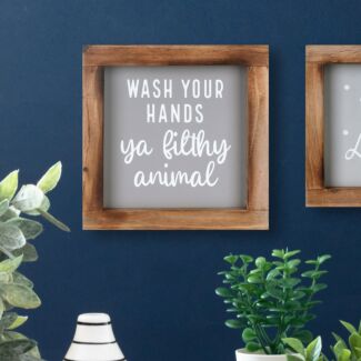 ‘Wash Your Hands’ Framed Wooden Plaque