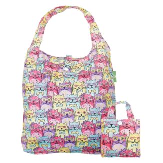 Cats with Glasses Recycled Foldaway Shopper