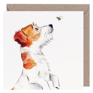 Jack Russell & Bee Square Greetings Card