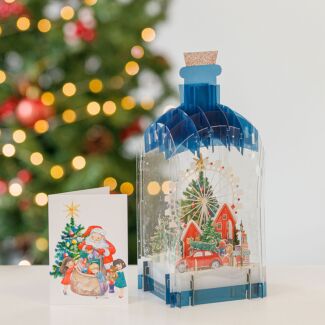 Christmas Village 3D Christmas Keepsake Art Bottle with Mini Card
