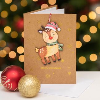 Reindeer Keepsake Christmas Card with Tree Decoration