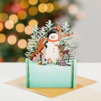 Snowman and Animals 3D Pop Up Christmas Card