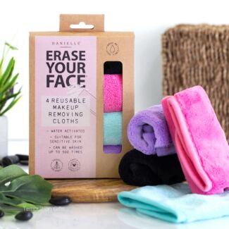 Erase Your Face Pack of Four Reusable Makeup Removing Cloths