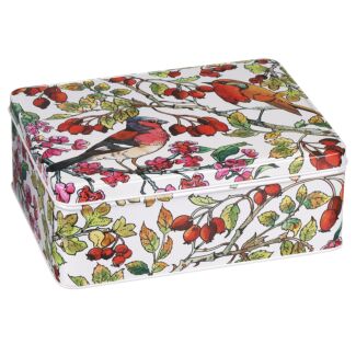 Birds in Hedgerow Deep Rectangular Tin