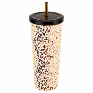 Leopard 700ml Stainless Steel Tumbler With Straw