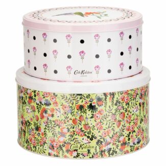 Painted Table Budgie Set of 2 Round Nesting Cake Tins