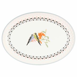 Painted Table Budgies 14 Inch Oval Platter