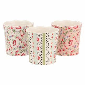Spring Birds Floral Set Of 3 Mini Planters