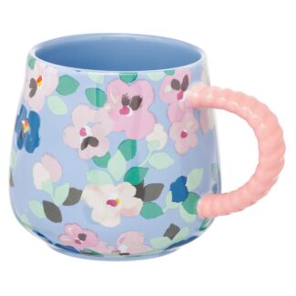 Painted Pansies Blue Twisted Handle Billie Mug