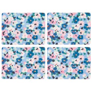 Painted Pansies Blue Set of 4 Placemats