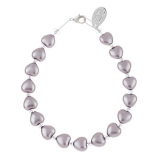 Dusky Grey Pearl Hearts Bracelet