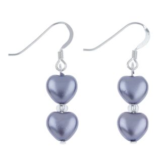 Lilac Pearl Hearts Earrings