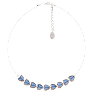 Carrie Elspeth Blue Gold Edged Hearts Necklace