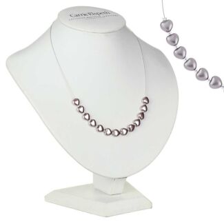 Dusky Grey Pearl Hearts Necklace