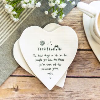 ‘The Best Things in Life’ Heart Shaped Coaster