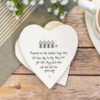 ‘Memories Are the Loveliest Things’ Heart Shaped Coaster