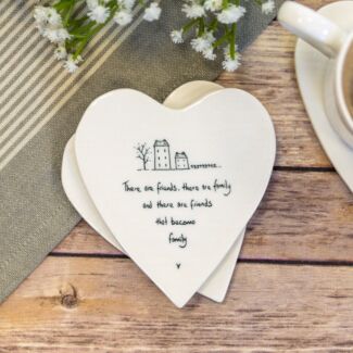 ‘Friends Become Family’ Heart Shaped Coaster