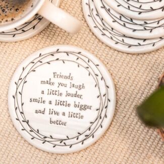 Friends Make You Laugh Louder Porcelain Leaf Coaster