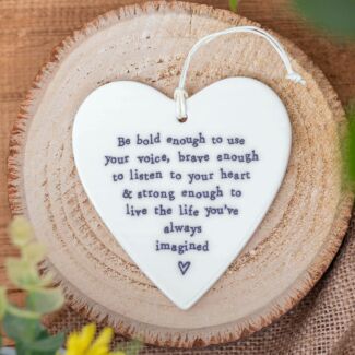 ‘Be Bold’ Round Porcelain Heart