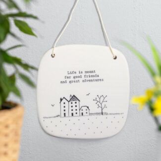 ‘Adventures’ Square Porcelain Hanging Sign