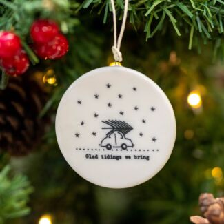 ‘Glad Tidings’ Flat Porcelain Bauble