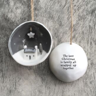 ‘Best Christmas Family’ Half Porcelain Bauble