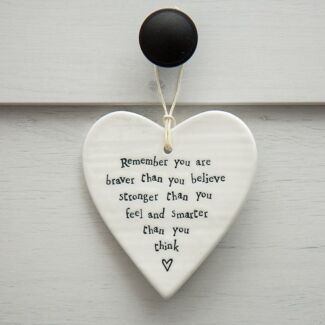 Porcelain Hanging Heart You Are Braver