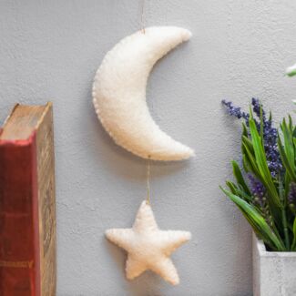 White Felt Moon & Stars Decoration