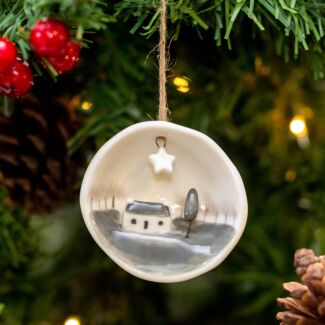 ‘Christmas Wishes’ Half Porcelain Bauble