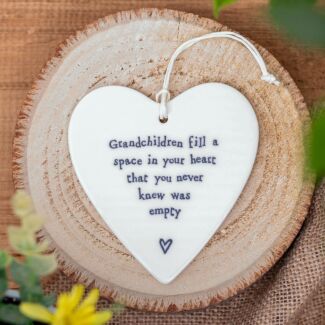 ‘Grandchildren’ Porcelain Hanging Heart