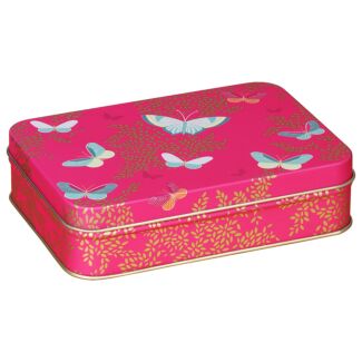 Small Rectangular Pink Butterfly Tin
