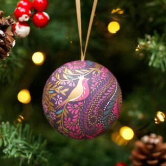 Pink & Gold Floral Christmas Tin Bauble