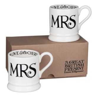 Mrs & Mrs Boxed Set of Two Half Pint Mugs