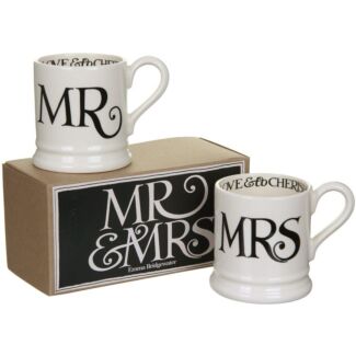 Black Toast Mr & Mrs Boxed set of Two Half Pint Mugs