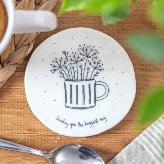 ‘Sending You The Biggest Hug’ Flowers In Mug Coaster