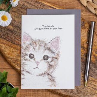 'True Friends Leave Paw Prints' Cat Card