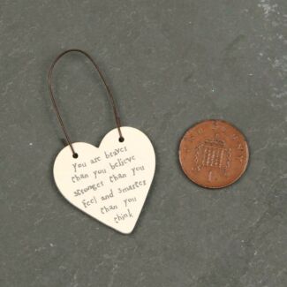 You Are Braver … 3cm Newsprint Heart on Wire