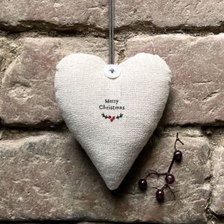 ‘Merry Christmas’ Linen Heart Sign