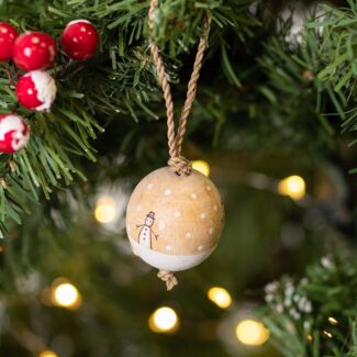 Christmas Snowman Wooden Bauble Small