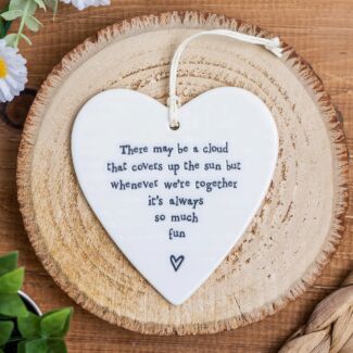 'There May Be A Cloud' Porcelain Round Heart