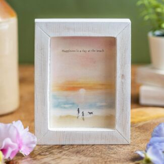 Happiness Is A Day At The Beach Seascape Wooden Sign