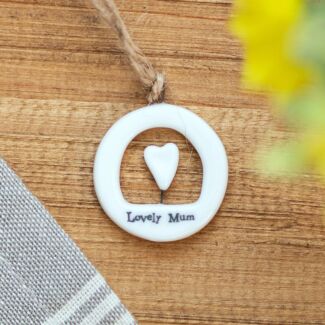 ‘Lovely Mum’ Cut Out Porcelain Hanger