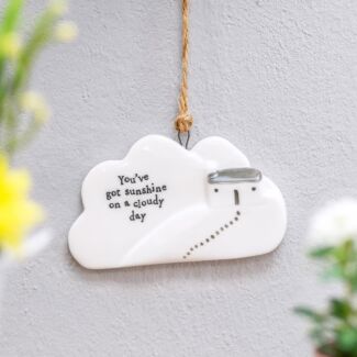 ‘Sunshine On A Cloudy Day’ Cloud Porcelain Hanger