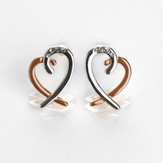 Polished Two Tone Layered Heart Earrings