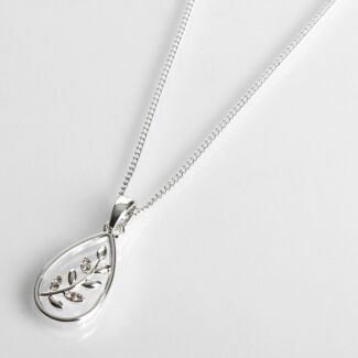 Silver Plated Back To Nature Fern Teardrop Necklace