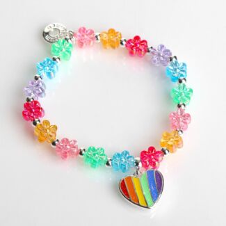 Girls Silver Plated Rainbow Heart Bracelet